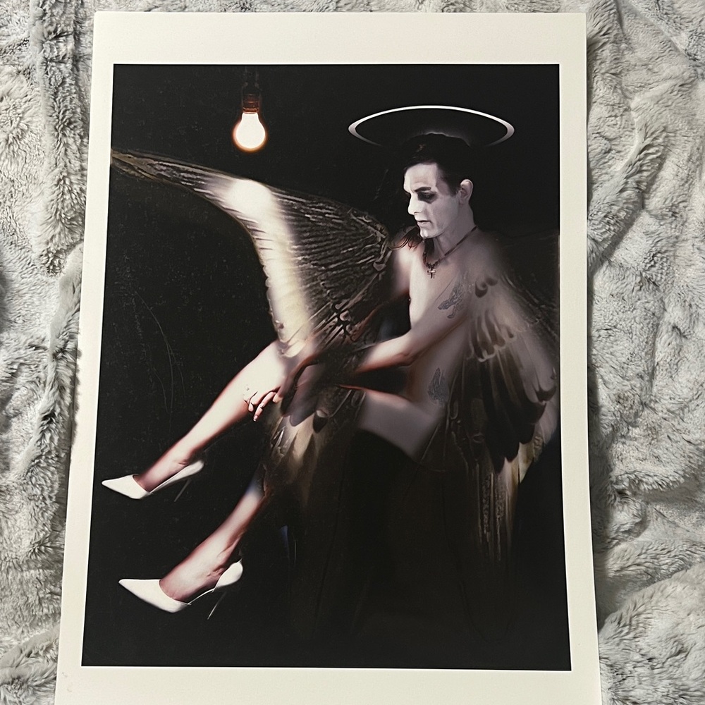 Ethereal Rockstar Angel Art Print w Goth/Trans vibes in Black and White